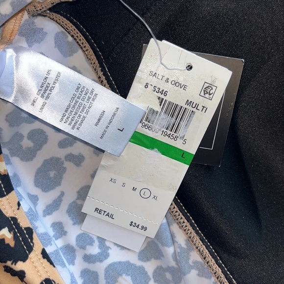 Salt + Cove Juniors' Animal-Print Halter Tankini Top Sz LARGE - Picture 8 of 10